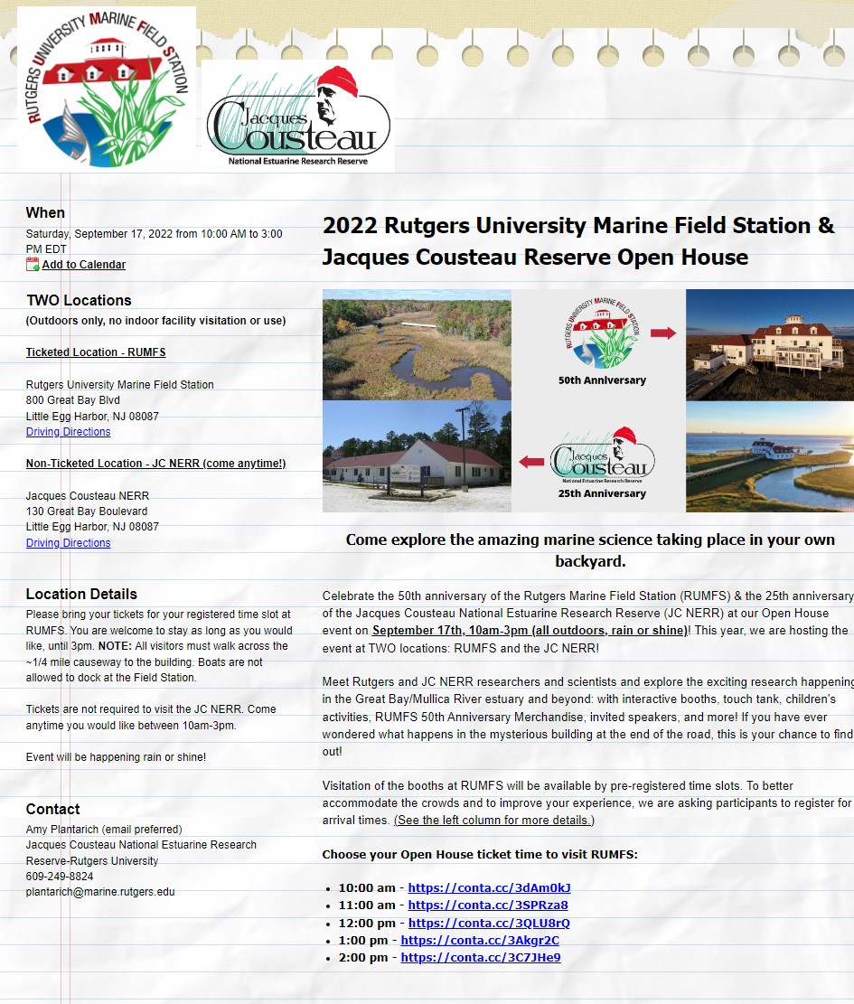 2022 Rutgers University Marine Field Station & Jacques Cousteau Reserve