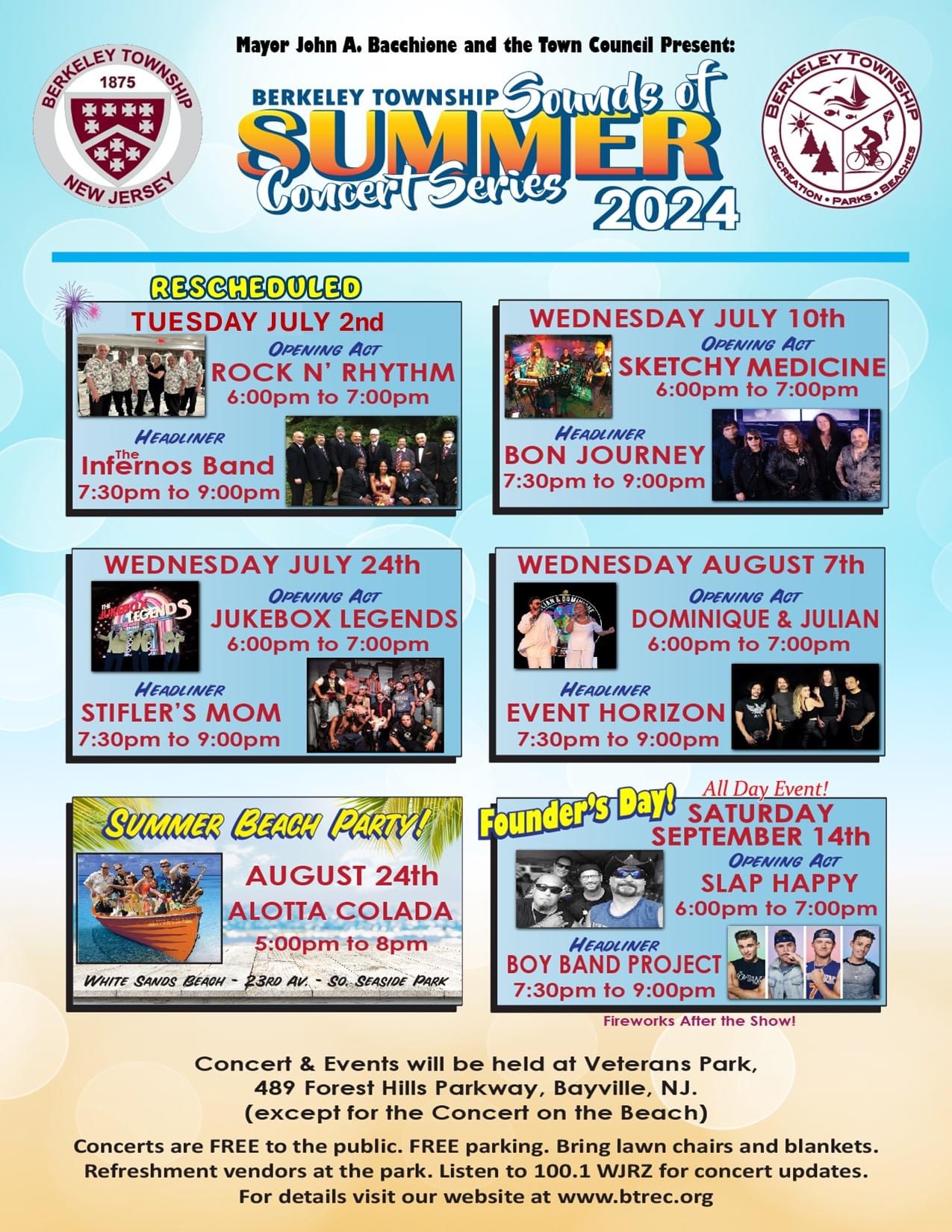 Berkeley Township Sounds of Summer Concert Series 2024 Ocean County