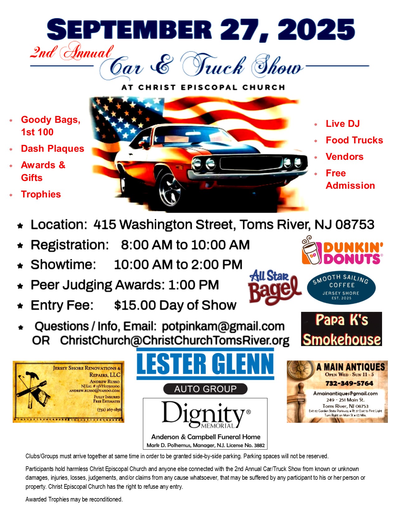 car with American flag in background