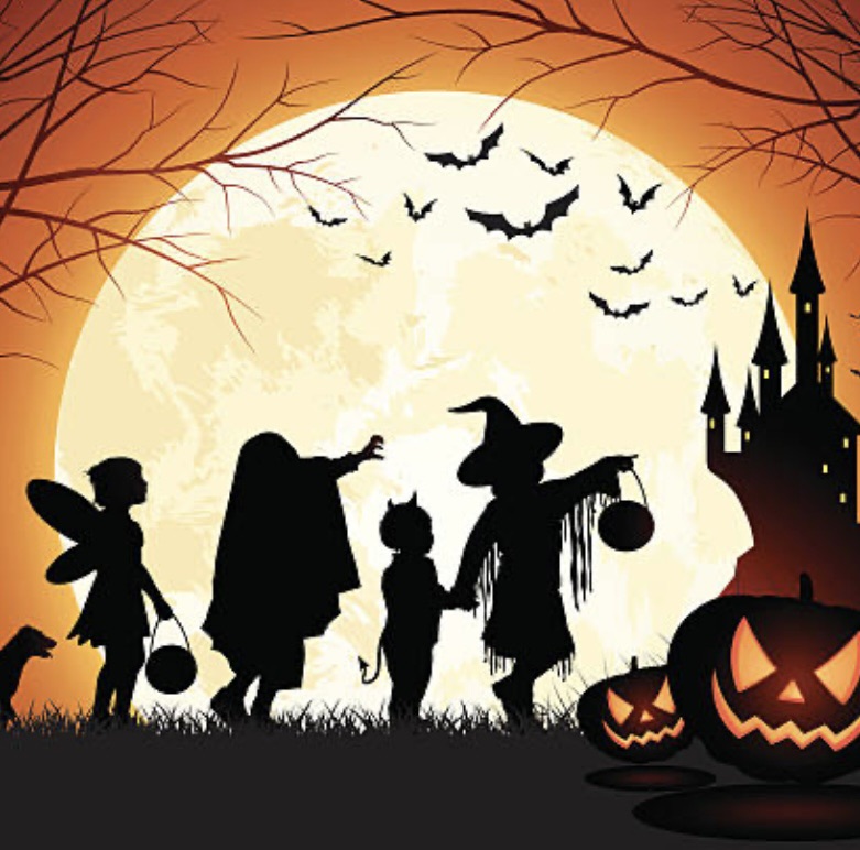 children in Halloween costumes