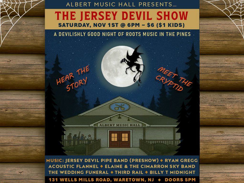 graphic of jersey devil flying in front of full moon
