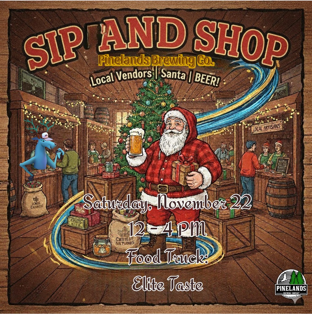 Santa Claus holding a present and beer