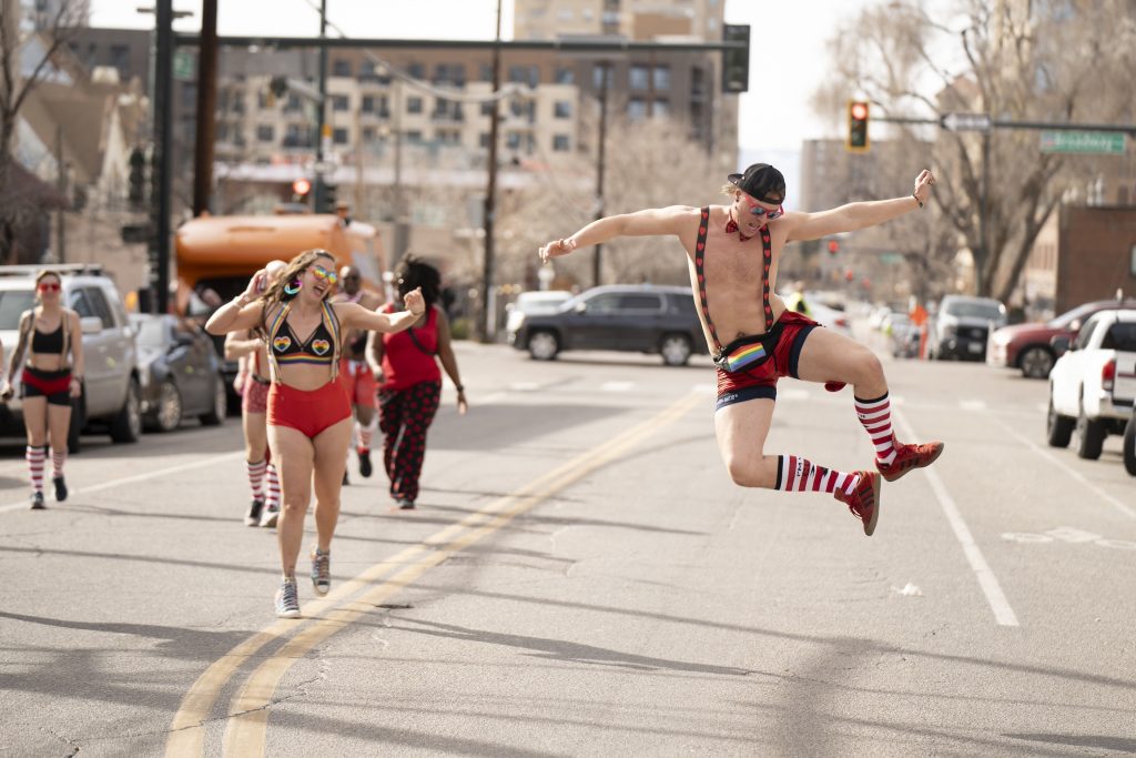 people running in street