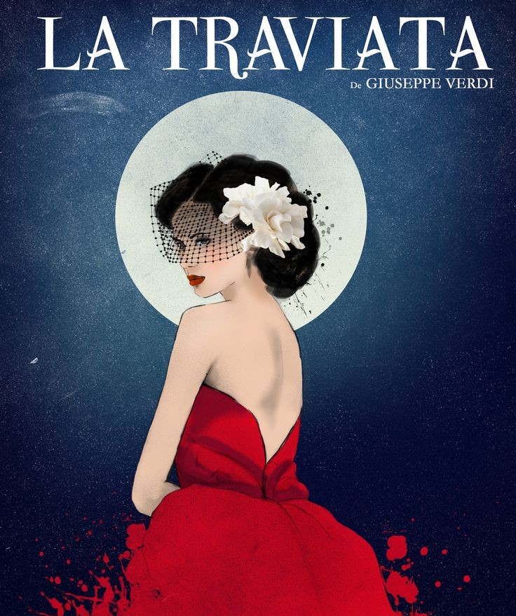 woman in red dress with full moon behind her