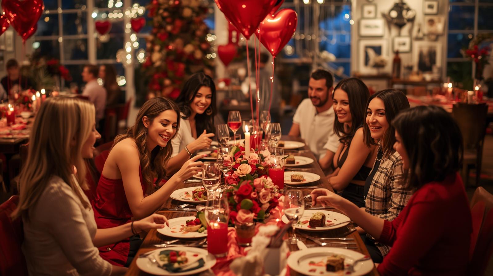 people sitting at valentines day dinner