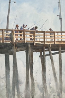 painting of people fishing