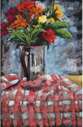 painting of flowers in pitcher