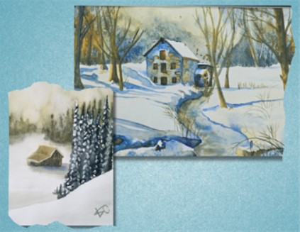 painting of snowy landscape