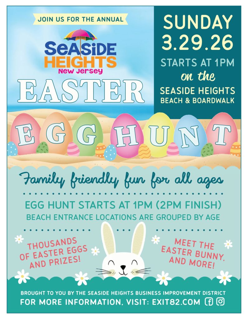 Easter Egg Hunt flyer for Seaside Heights 