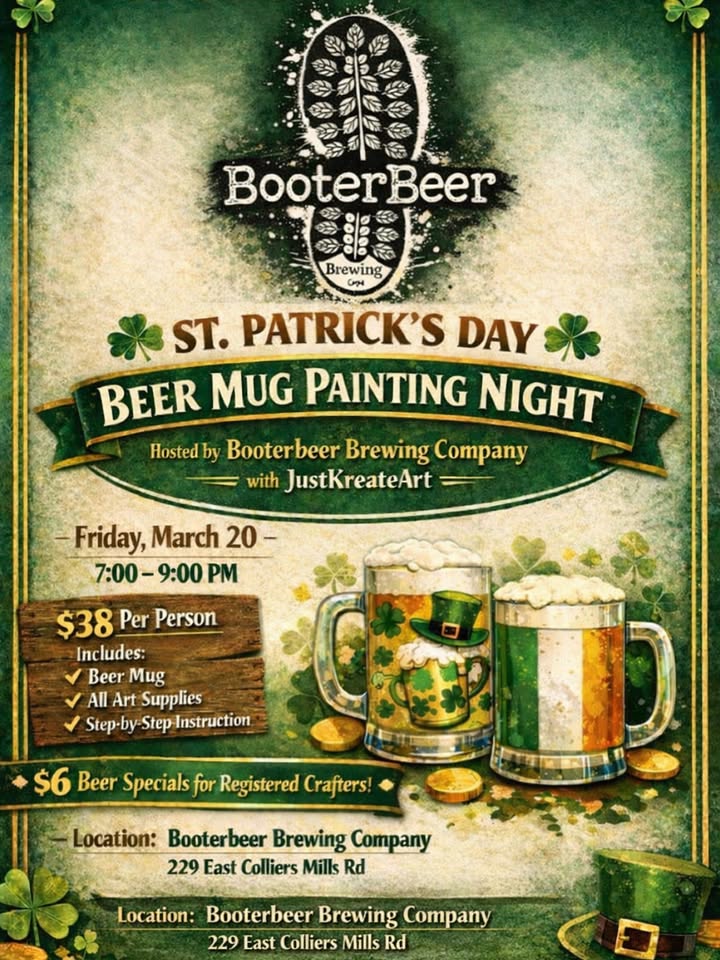 St. Patrick's Day flyer with beer in mugs