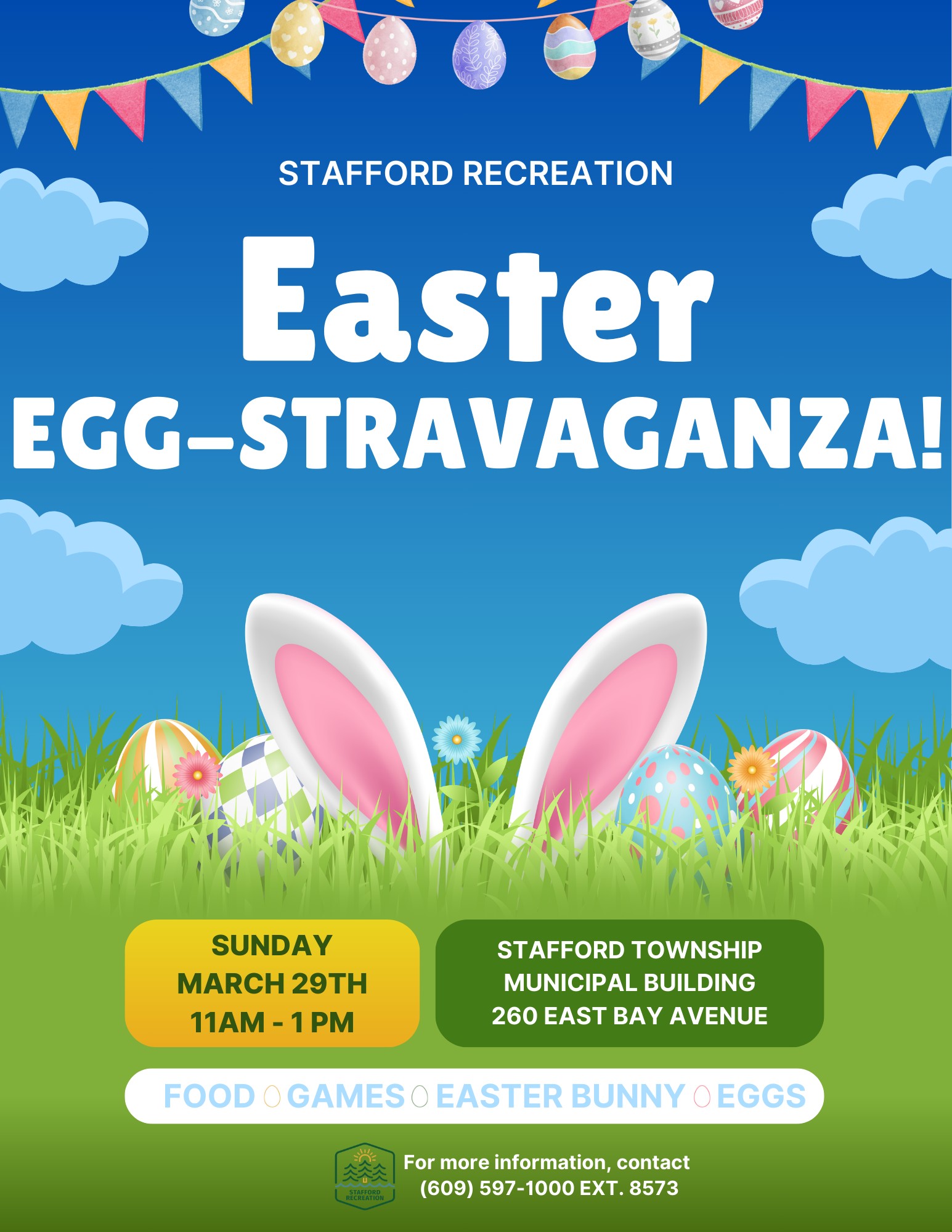 bunny ears in grass for Easter Eggstravaganza Flyer