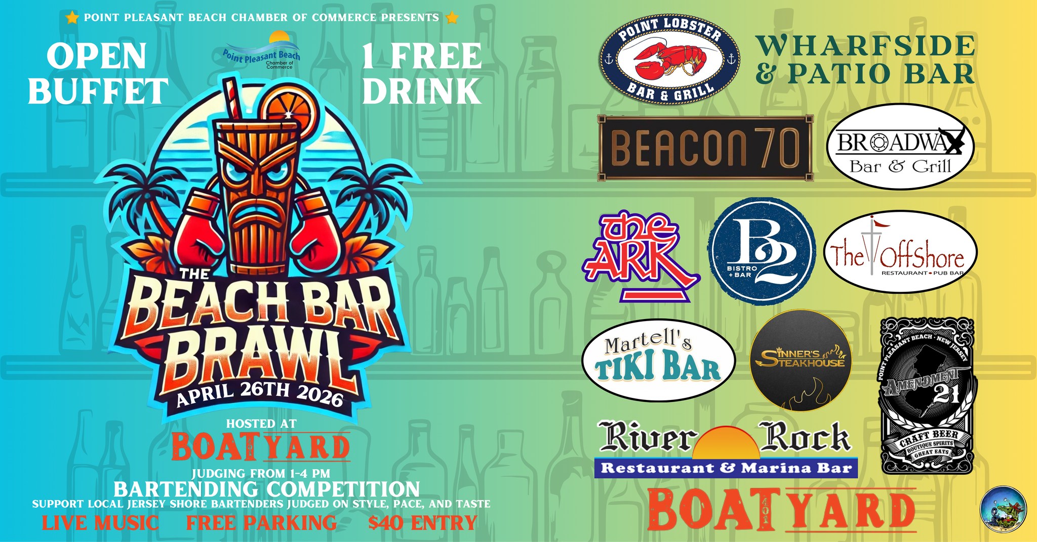 Beach Bar Brawl flyer with sponsors listed