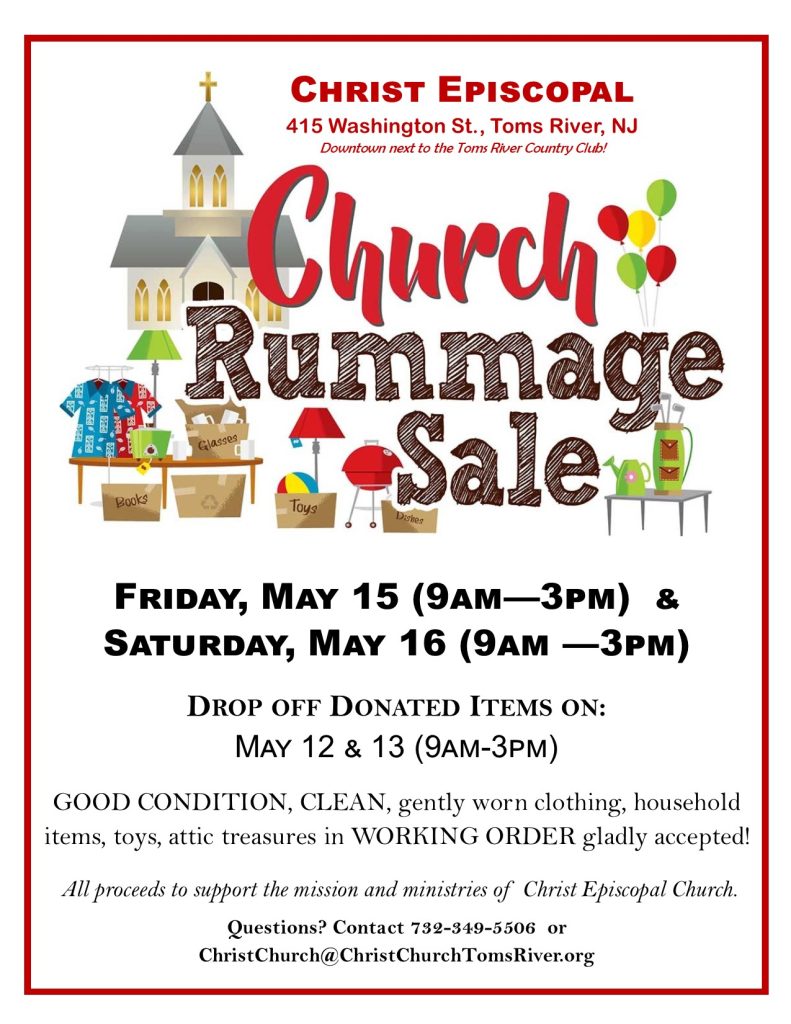 graphic of church with flea market outside 