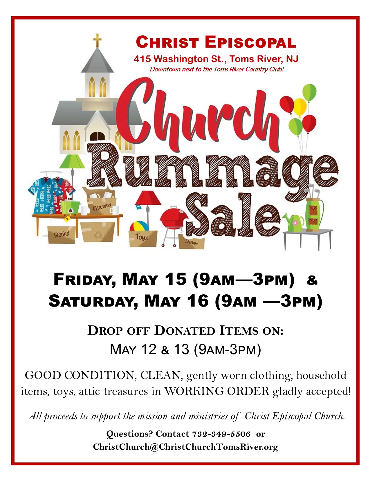 graphic of church with flea market outside