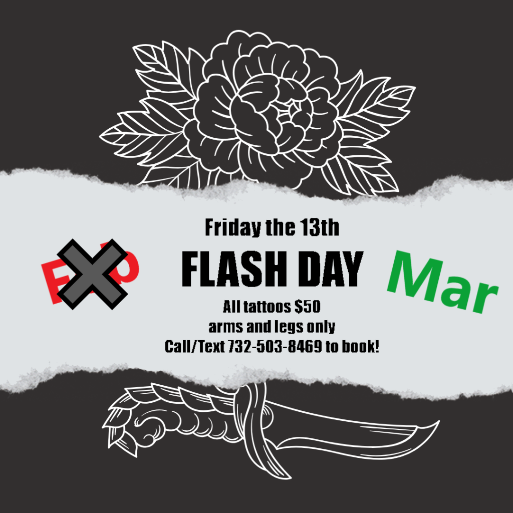 Flower & dagger on tattoo flyer