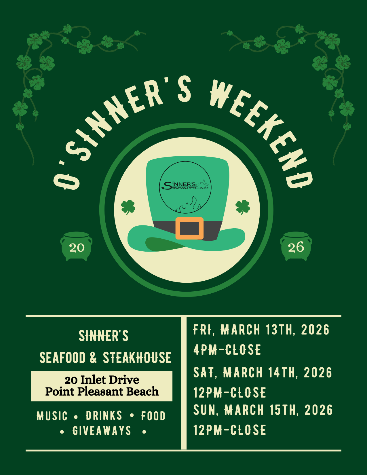 leprechaun hat and shamrocks