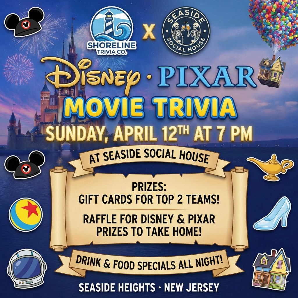Disney Pixar Movie Trivia Flyer with Castle in background