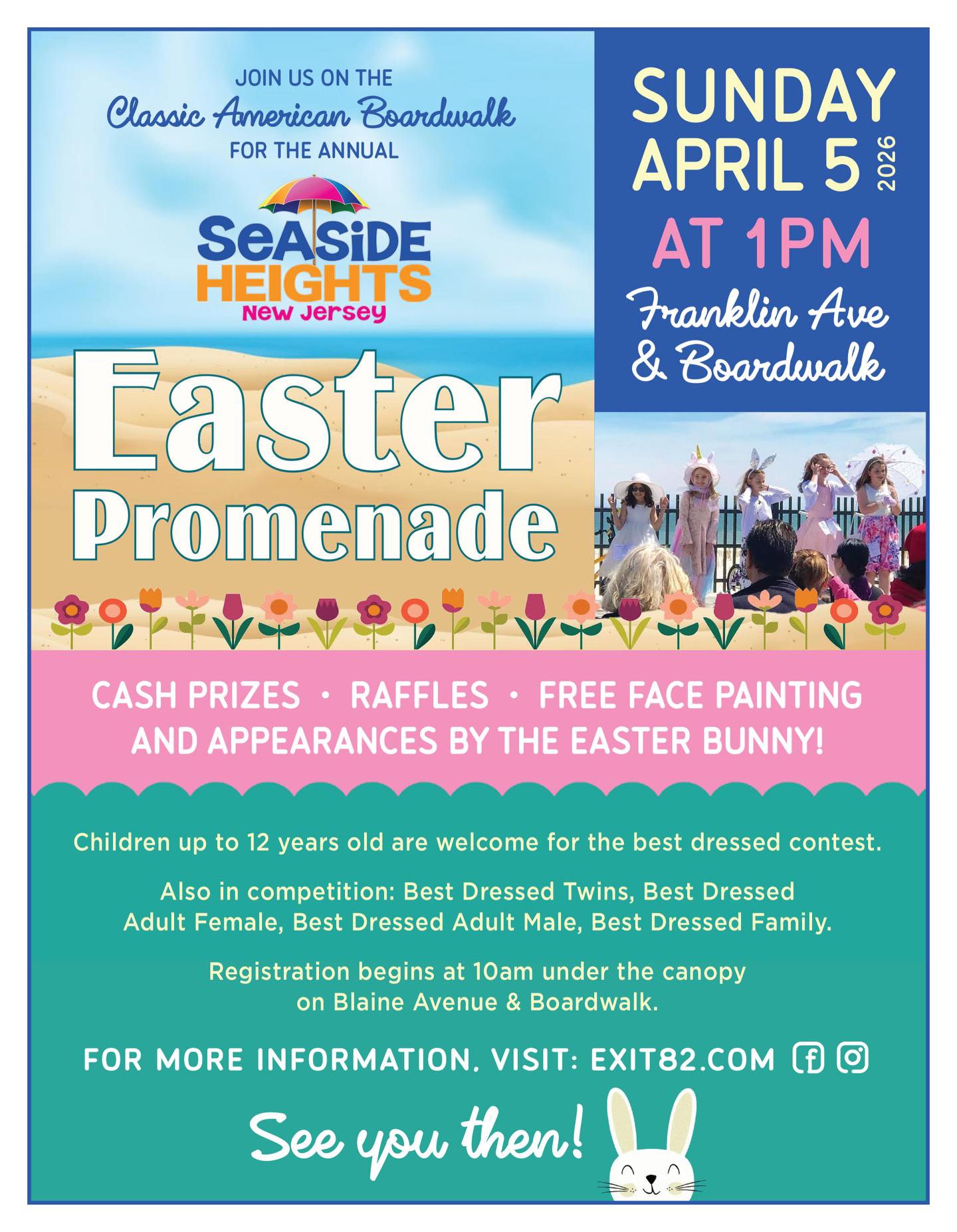 kids dressed up in Easter outfits on Easter Promenade Flyer for Seaside Heights