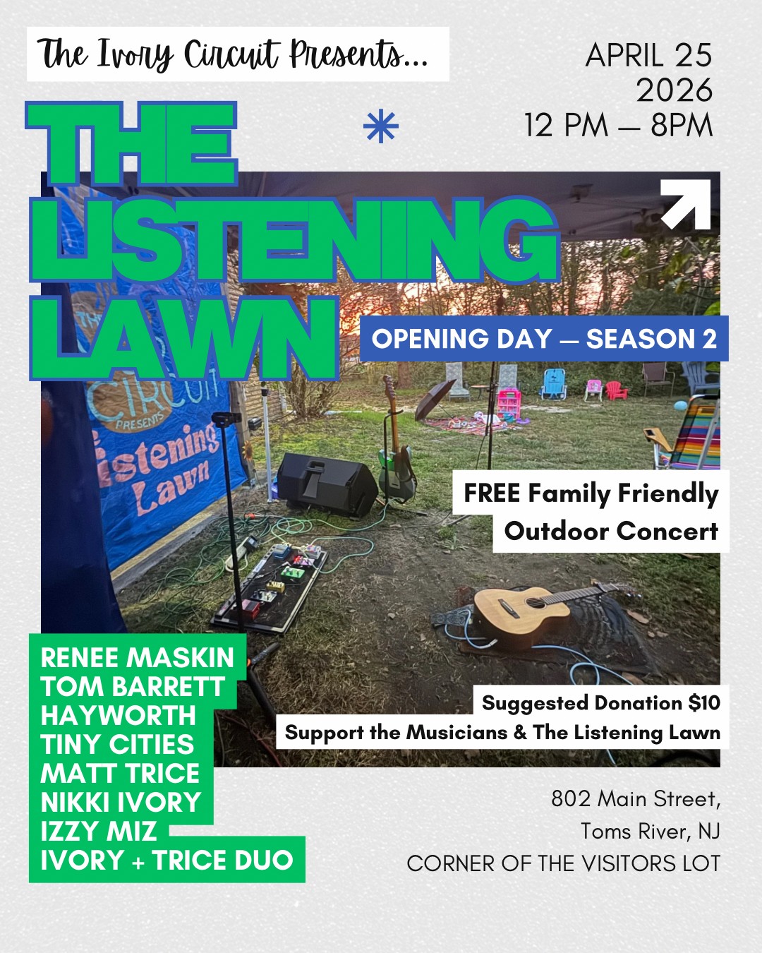 The Listening Lawn Flyer outdoor concert flyer