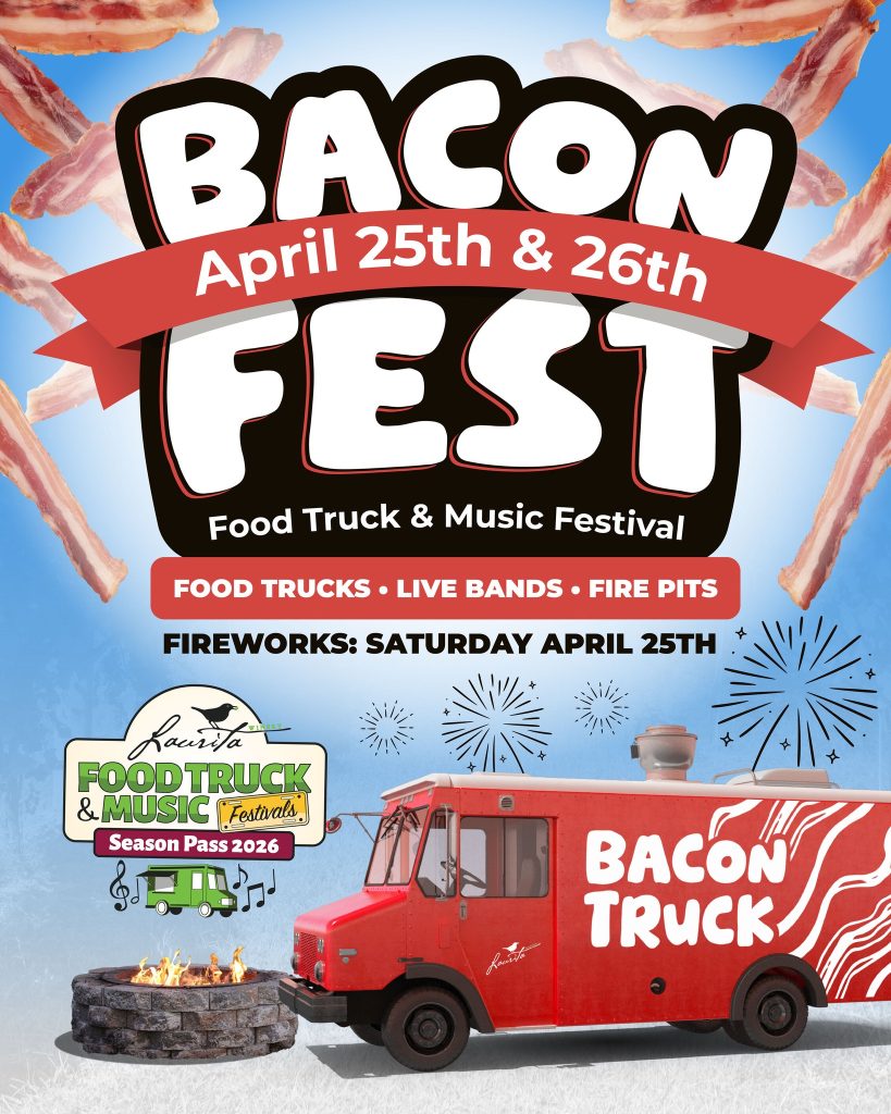 Bacon Fest Flyer with food truck on it for Laurita Winery 