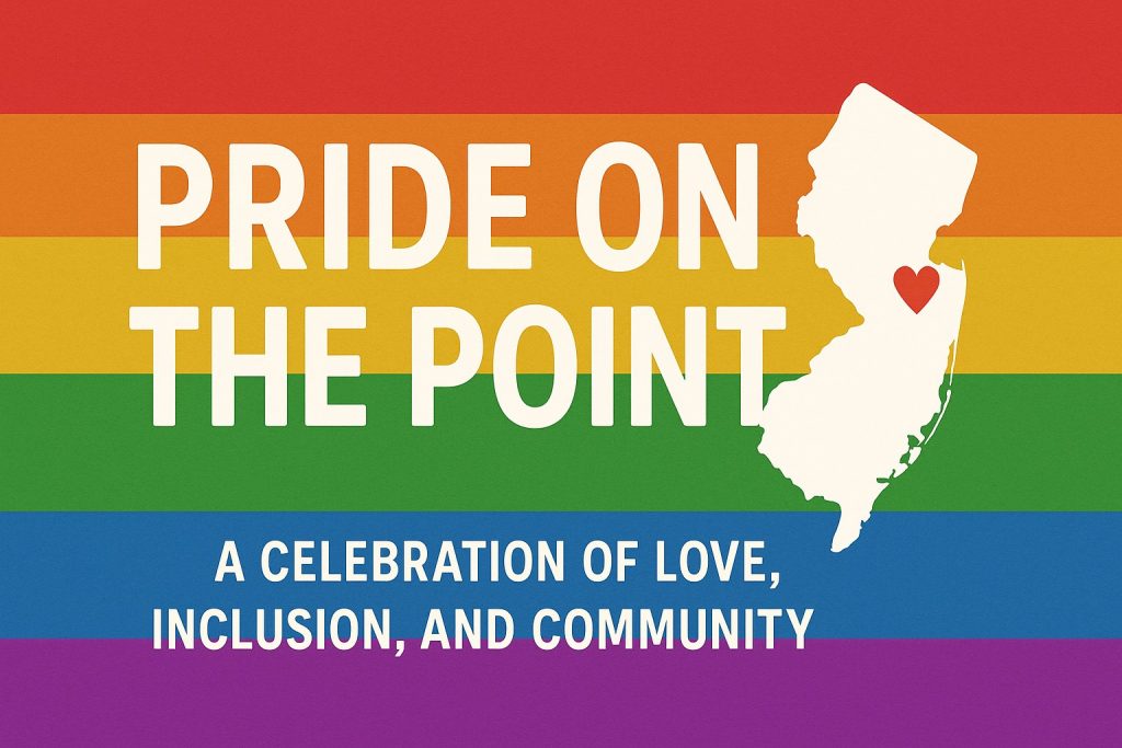 Pride on the Point flyer with outline of state of new jersey 