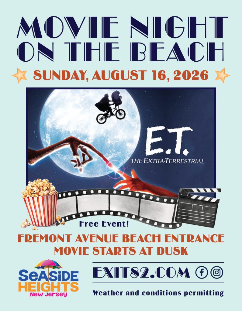 Movies on the beach flyer for Seaside Heights E.T.