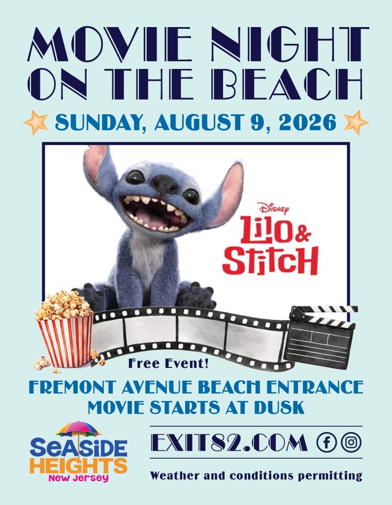 Movies on the Beach flyer for Seaside Heights Lilo & Stitch