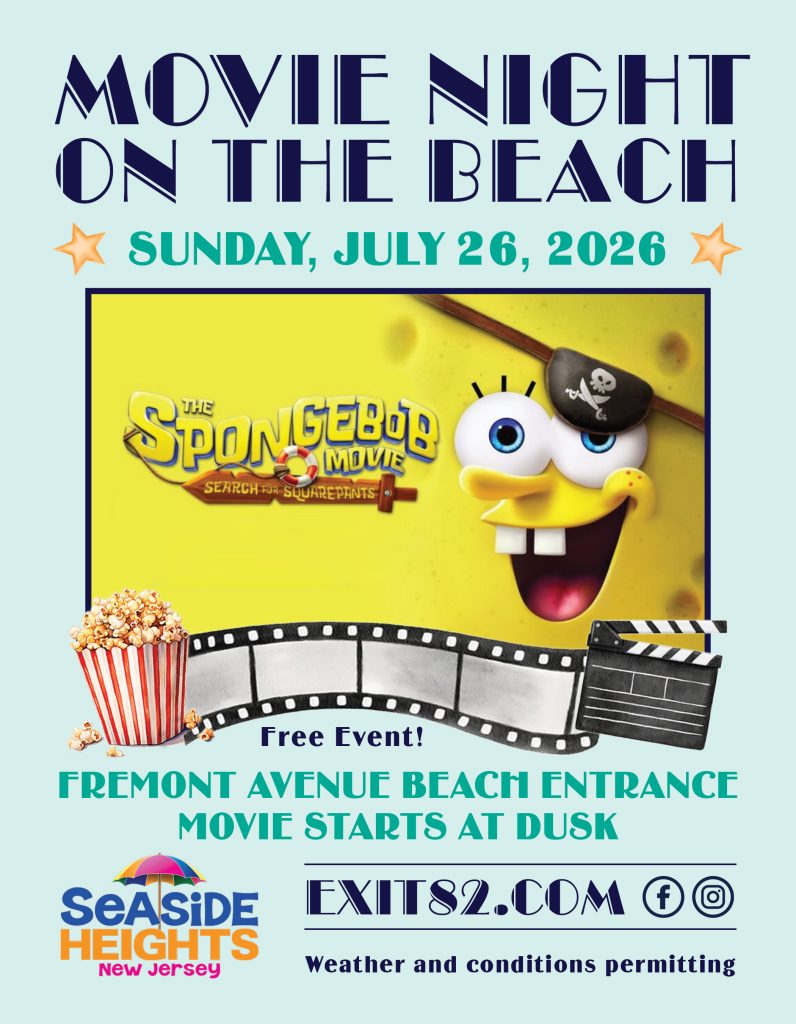 Movies on the Beach flyer for Seaside Heights The SpongeBob Movie: Search for Squarepants