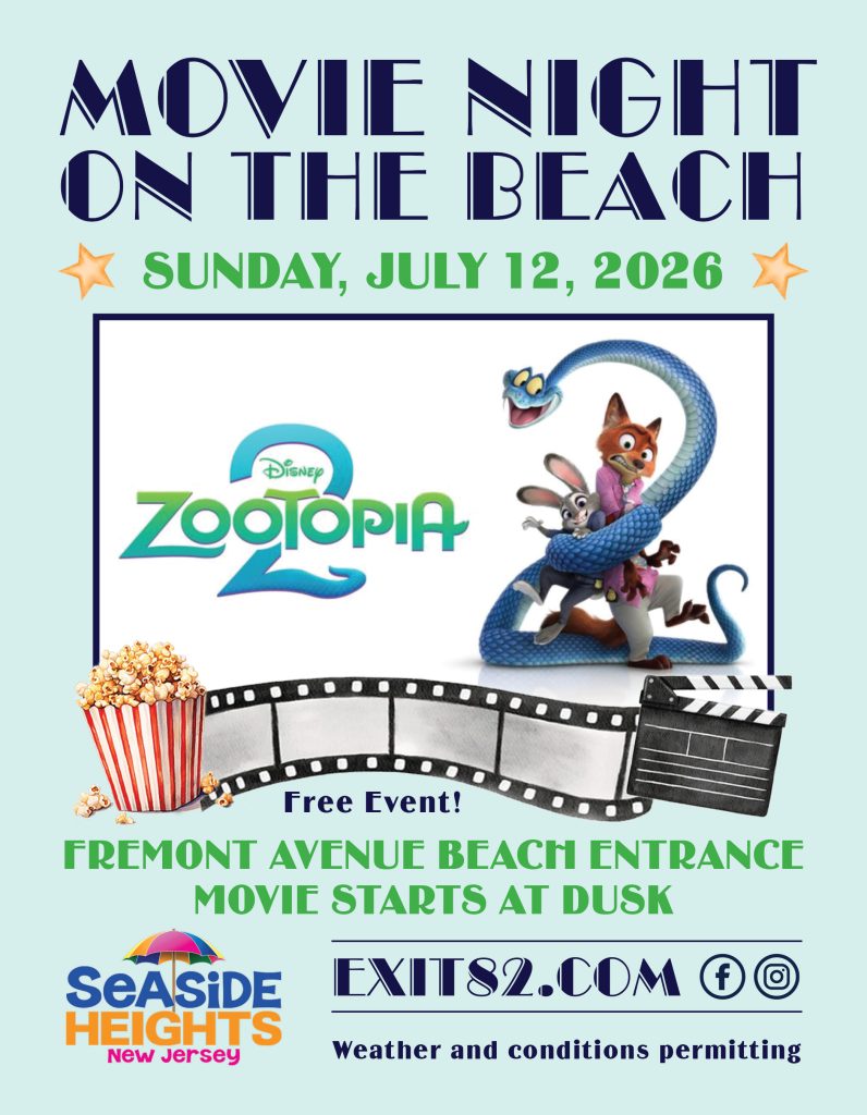 Zootopia movies on the beach flyer for Seaside Heights