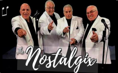 Nostalgix Concert Flyer with musicians posing for picture