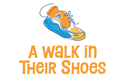 A Walk in Their Shoes Flyer with a sneaker