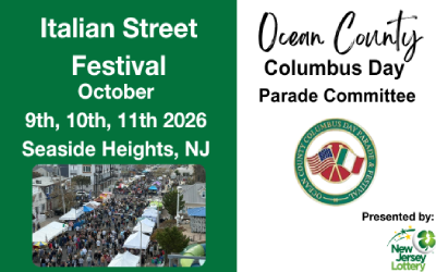 Vendors and people in street for Ocean County Columbus Day Parade Committee's Italian Street Festival in Seaside Heights