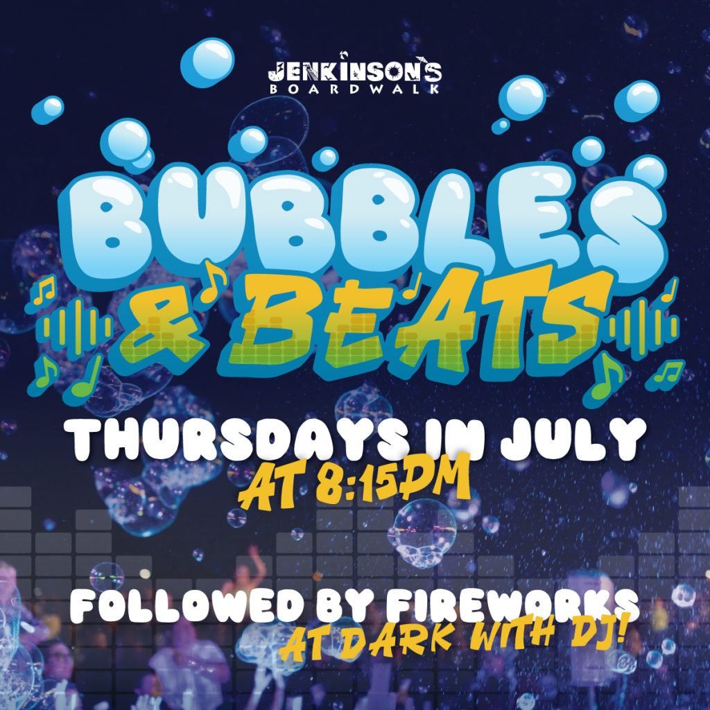 Bubbles and beats flyer with bubbles floating