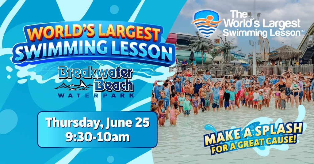 people standing in wave pool at Breakwater Beach waterpark