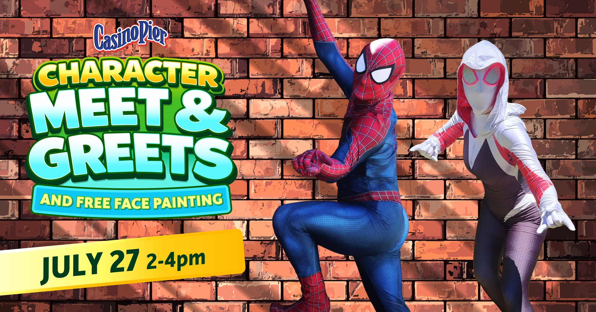 Spider heroes on character meet & greet flyer