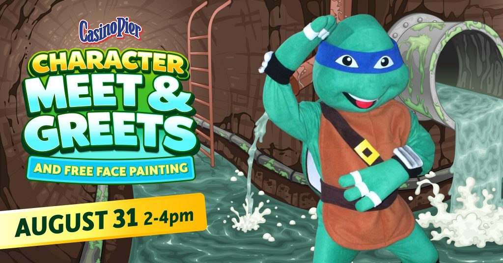 Turtle character on character meet & greet flyer 