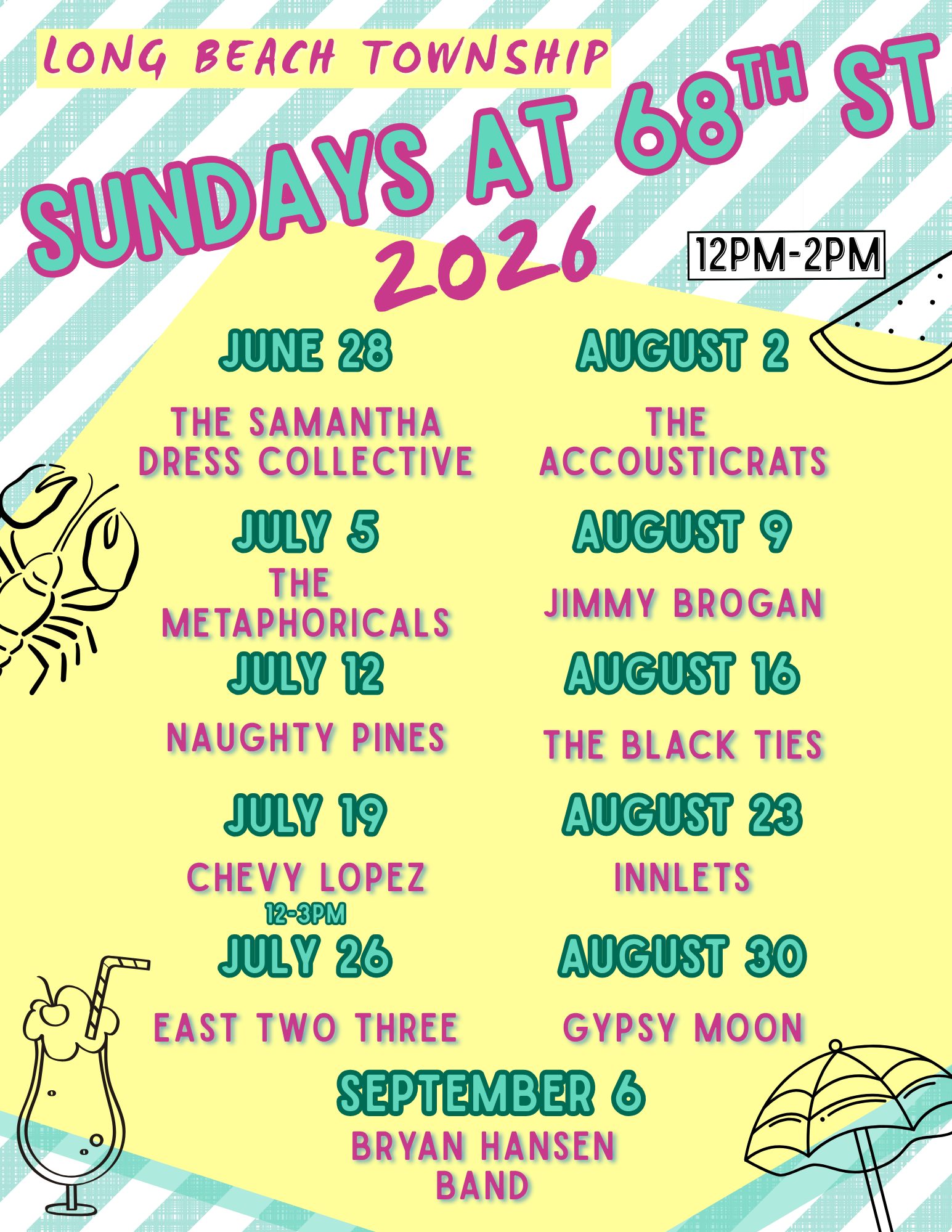 Sundays at 68th Street Concert Lineup Flyer