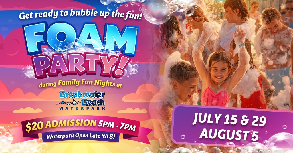 kids playing in foam at waterpark 