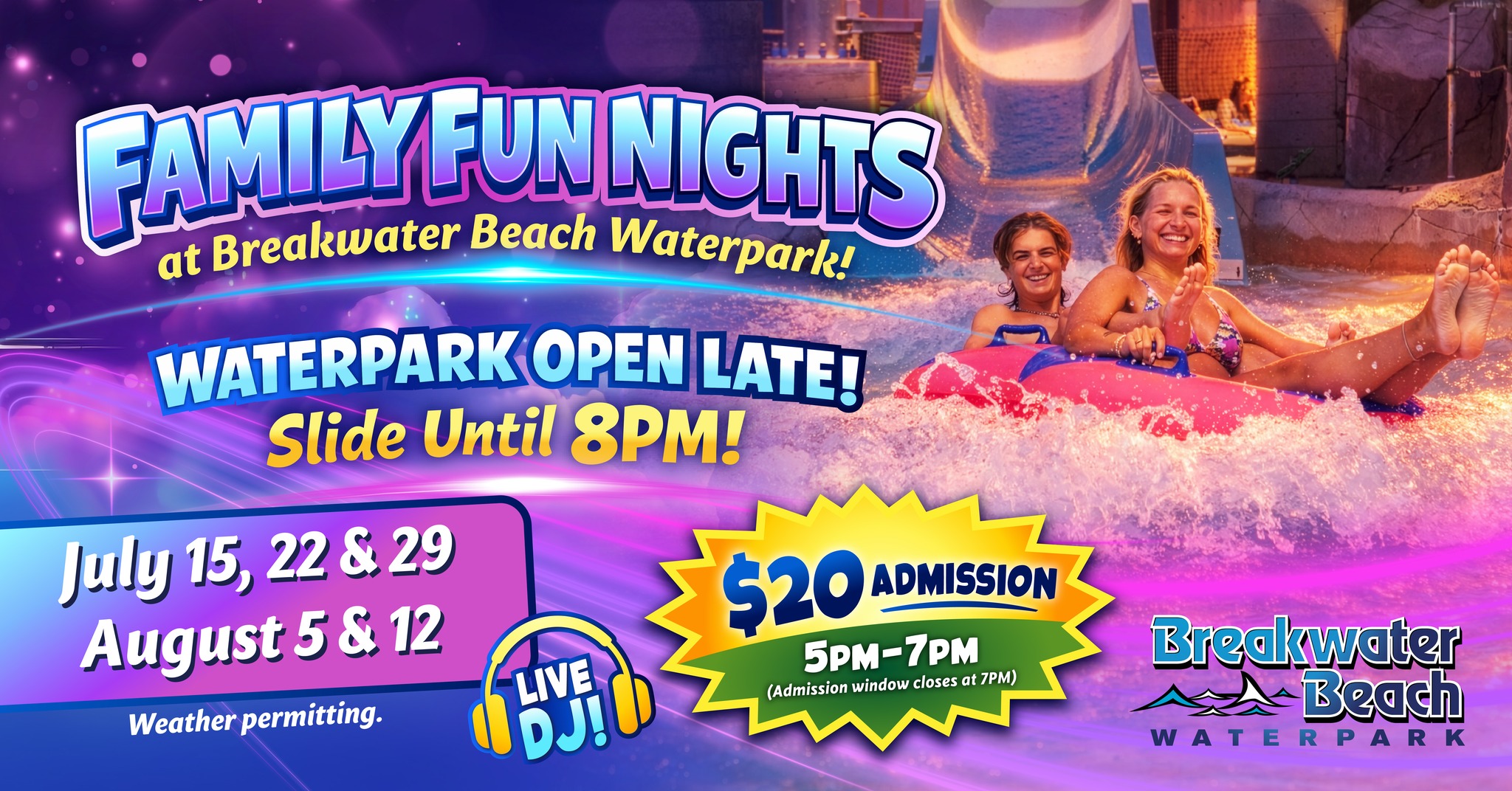 people coming down a slide in a tube at a waterpark