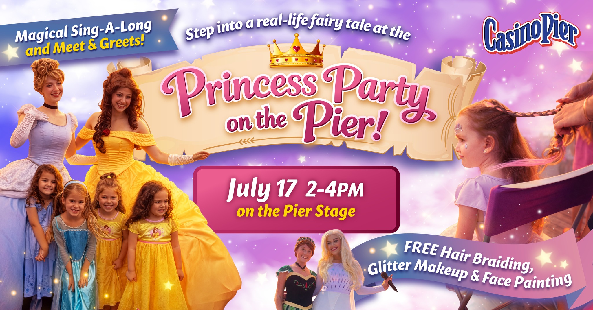 People and children dressed up as princesses for princess party