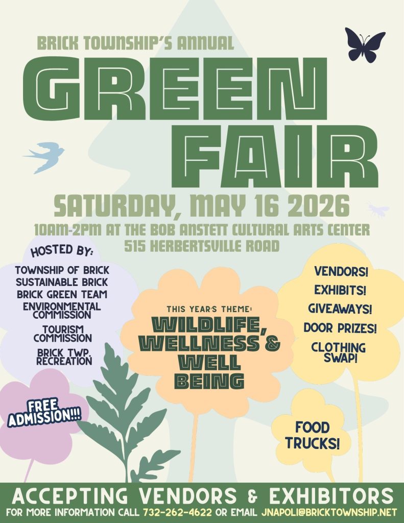 Green Fair flyer with graphic of a butterfly and plants 
