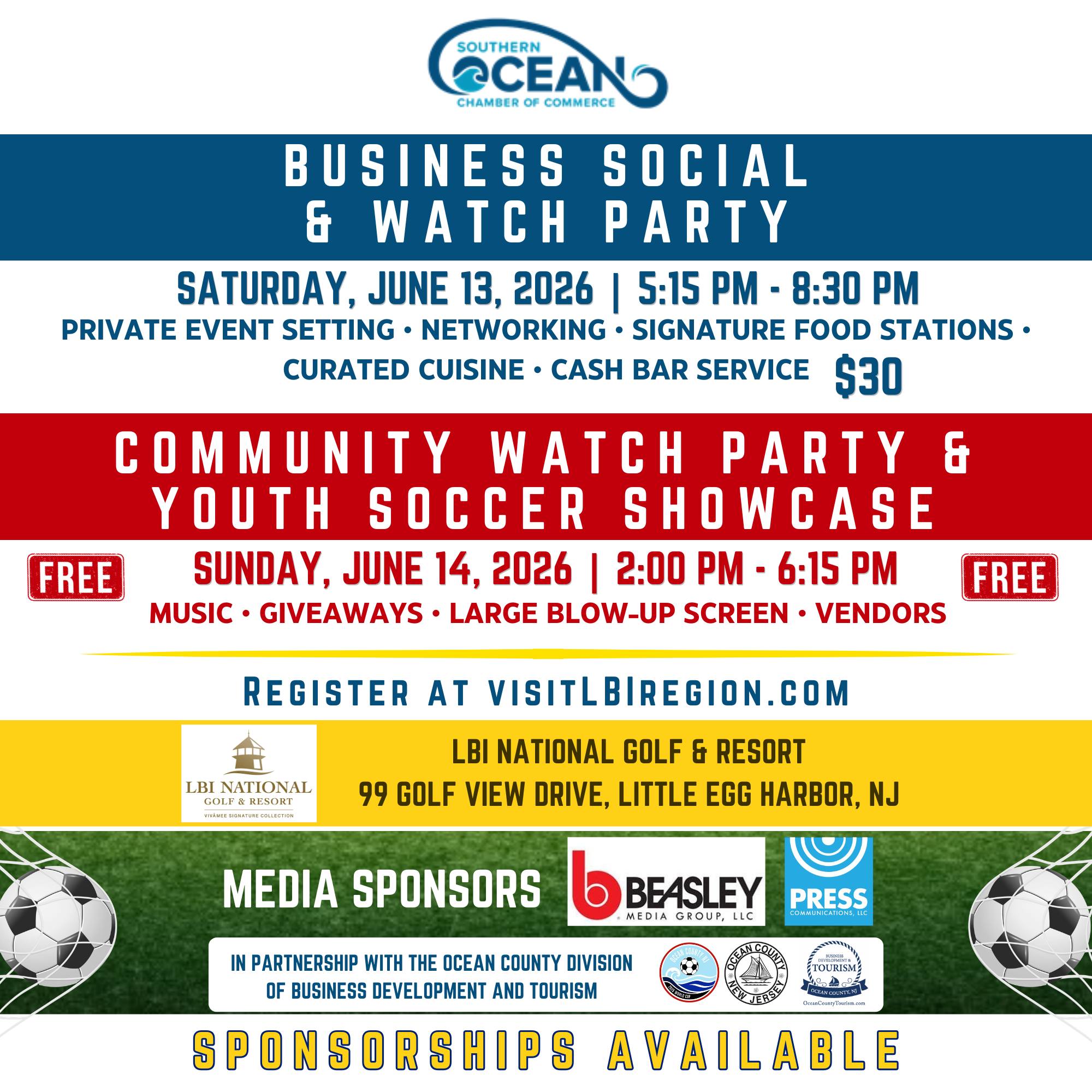 World Kickoff Watch Party Weekend Flyer with soccer balls