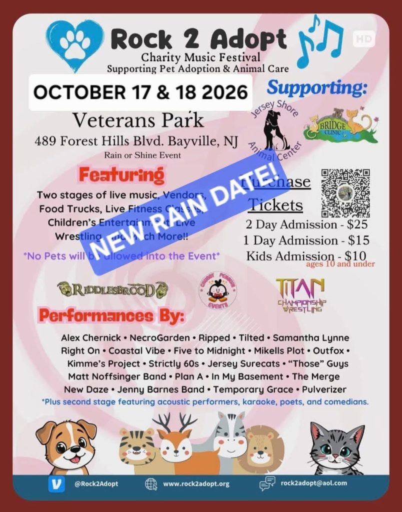 Rock 2 Adopt music festival flyer 