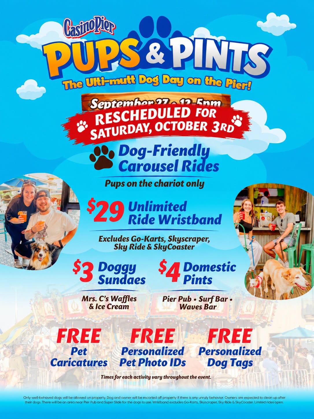 pups and pints flyer for casino pier