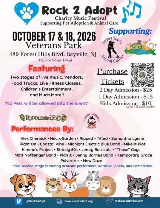 Rock 2 Adopt music festival flyer