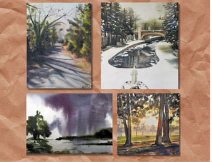 watercolor painting of landscapes