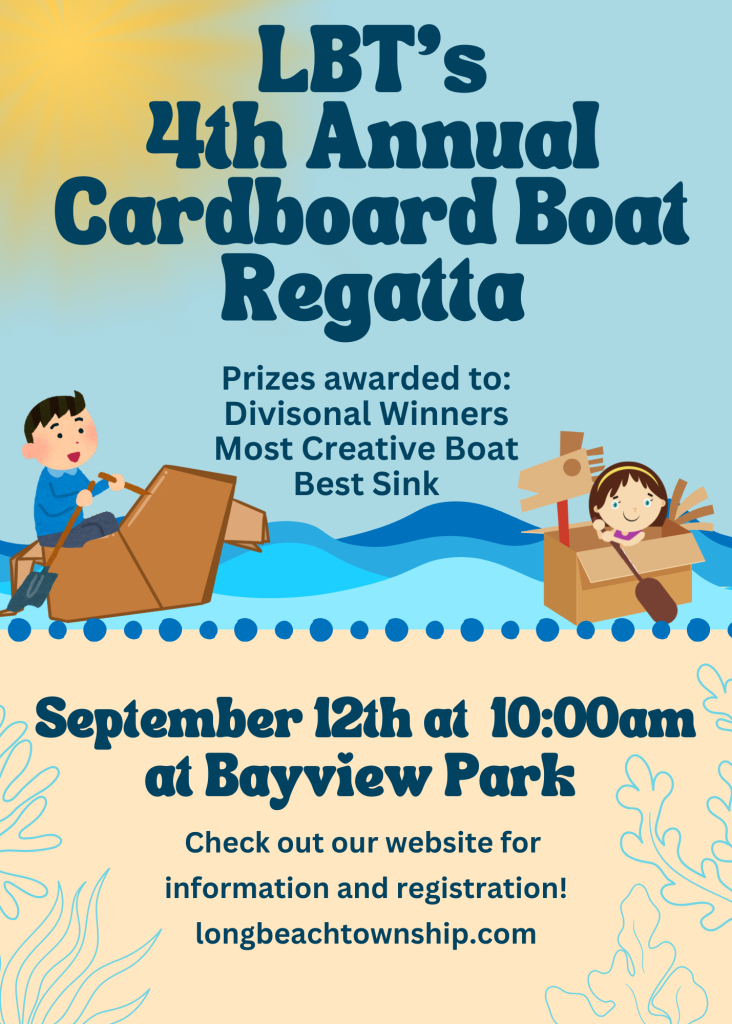 Graphic of kids in carboard regattas in water