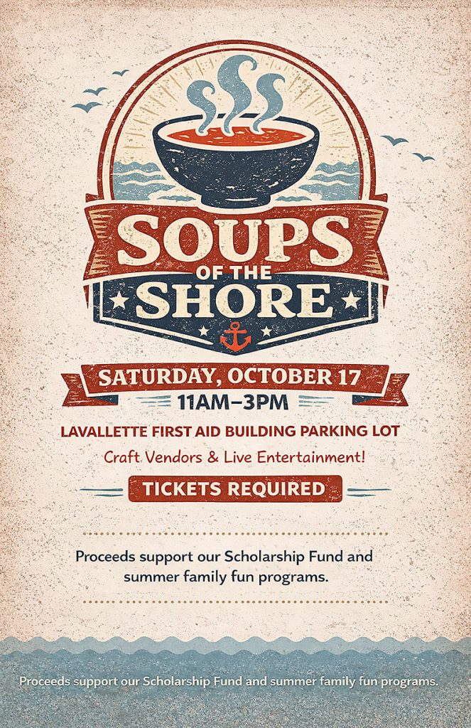 soup bowl graphic on a flyer for Soups of the Shore event