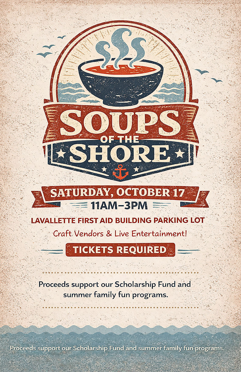 soup bowl graphic on a flyer for Soups of the Shore event