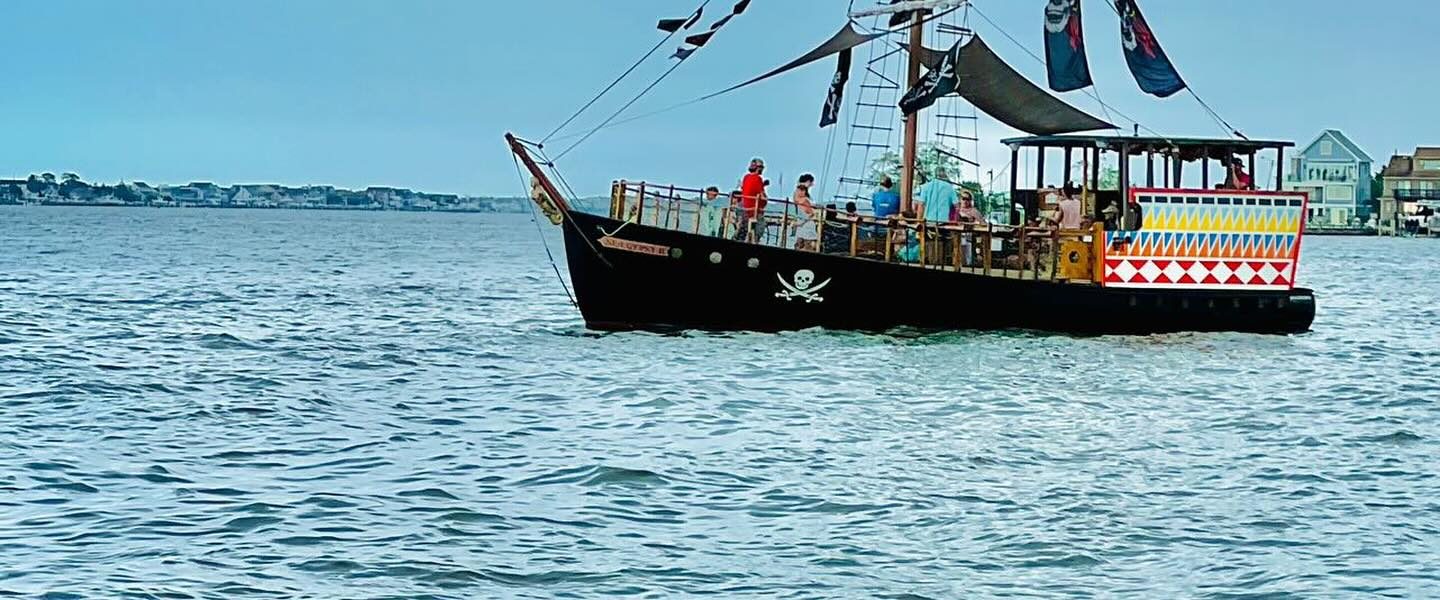 Pirate ship in the ocean